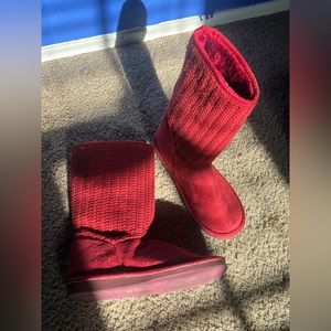 Classic winter RED wine high boots